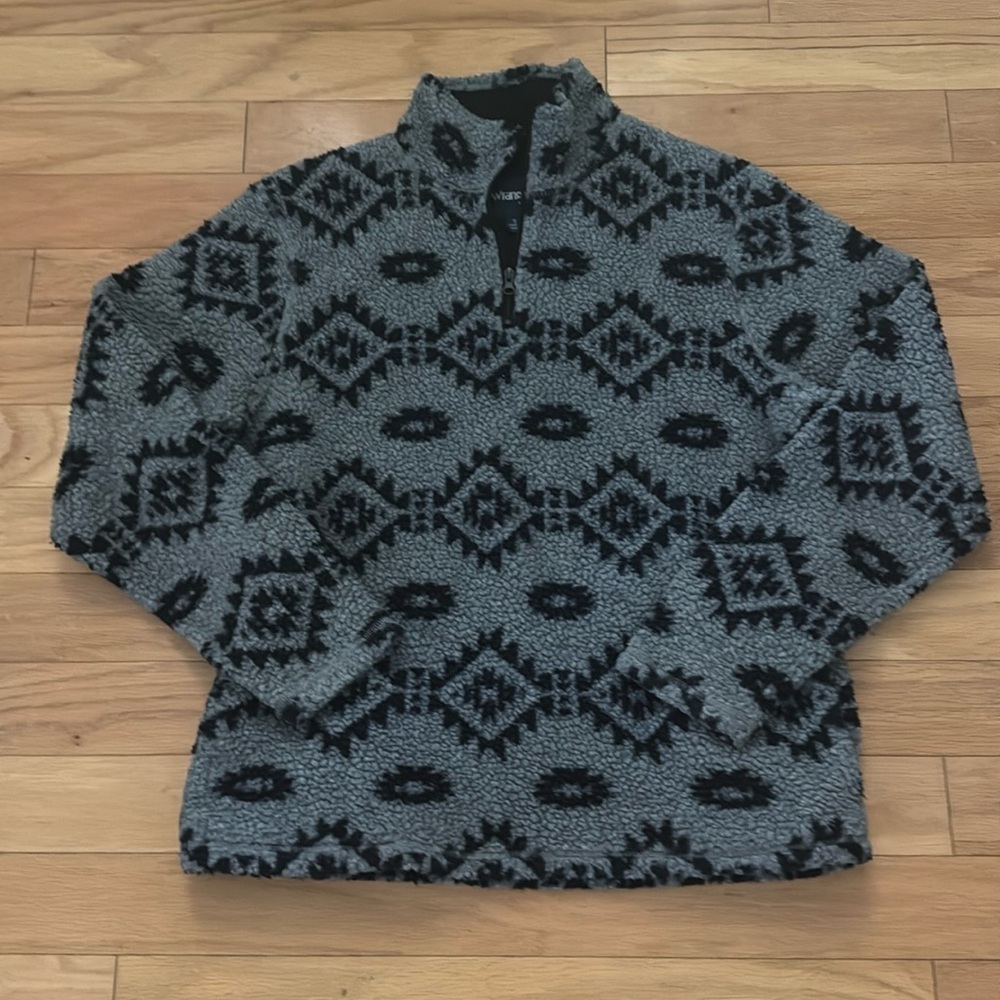 Wrangler | quarter zip fleece | Gray/Black | size S